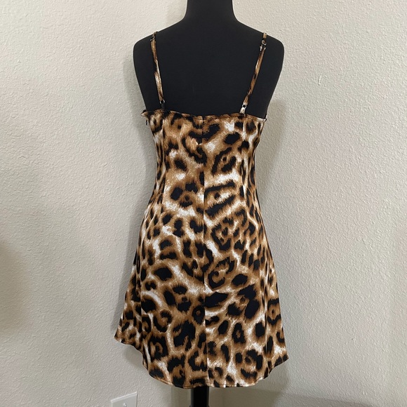 Leopard Print Cowl Neck Mini Slip Dress - Picture 2 of 4